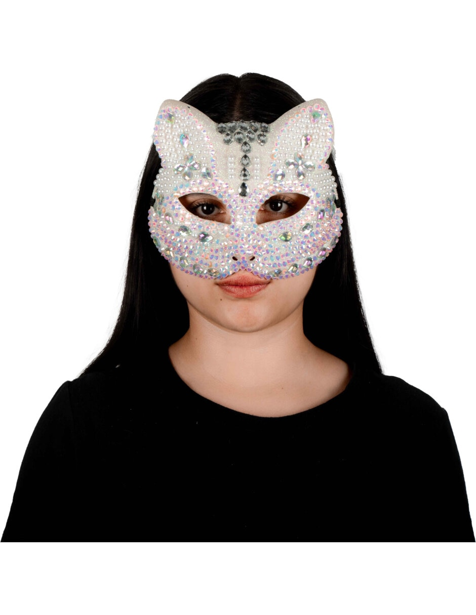 Antifaz para disfraz de Gatito con brillos 6