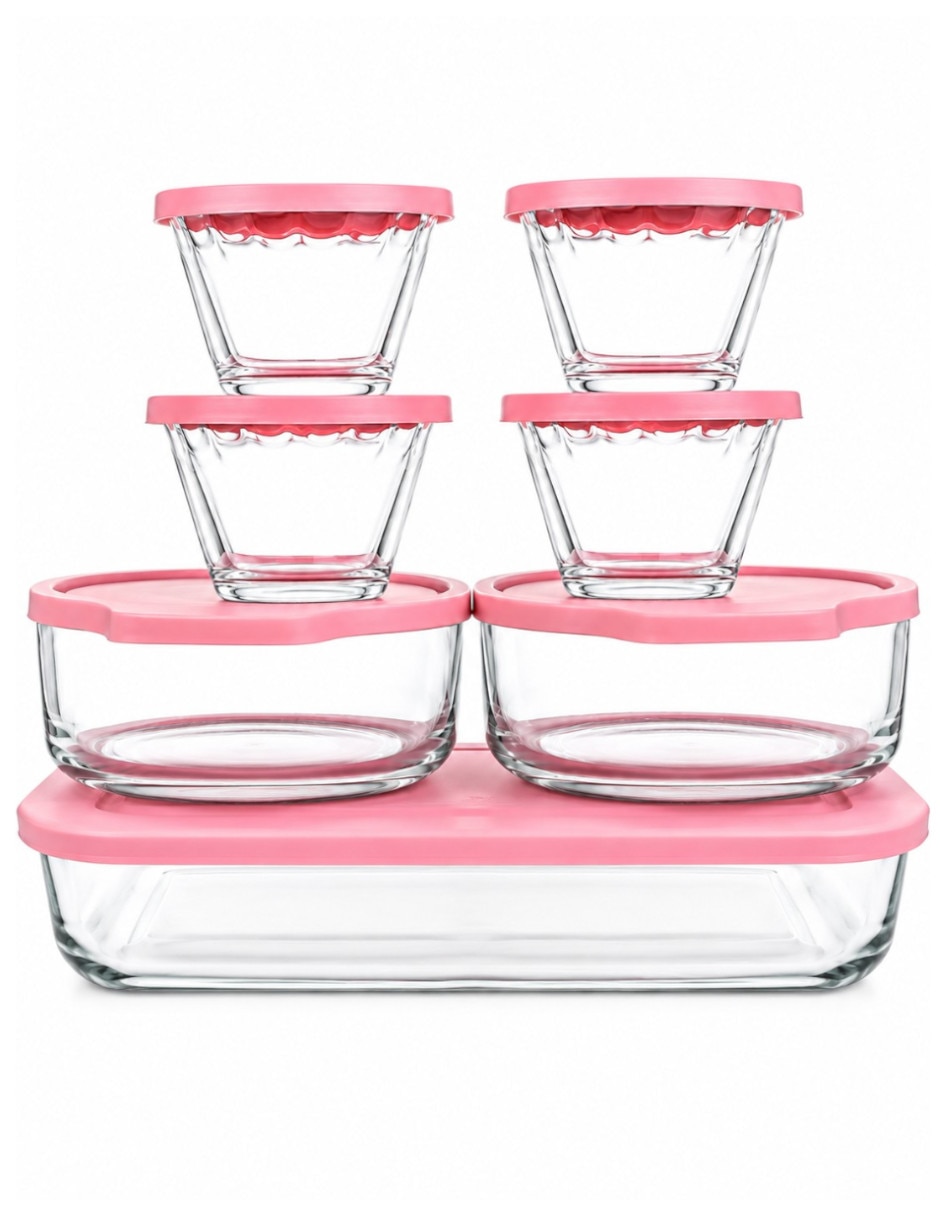 Set refractario de vidrio Tapas Rosas