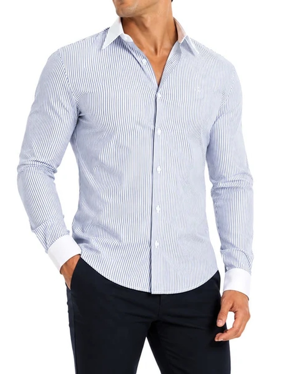 Camisa casual manga larga para hombre 2