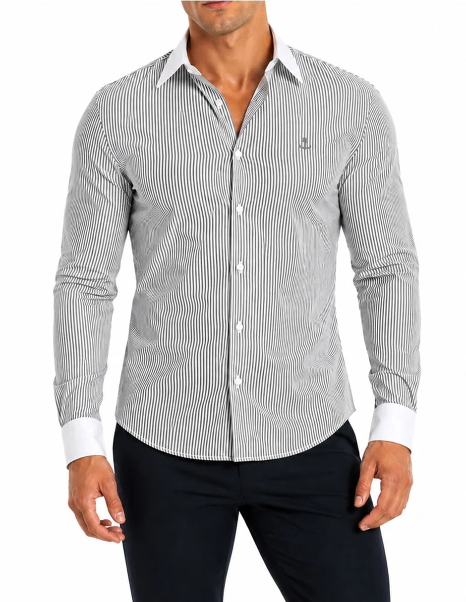 Camisa casual manga larga para hombre 2