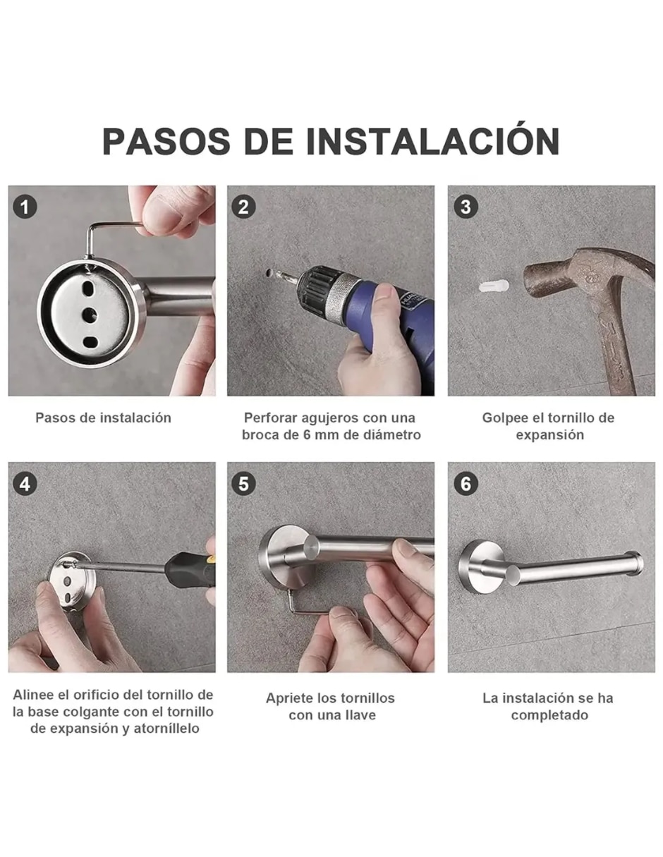 Portarollos de acero inoxidable 1 rollo