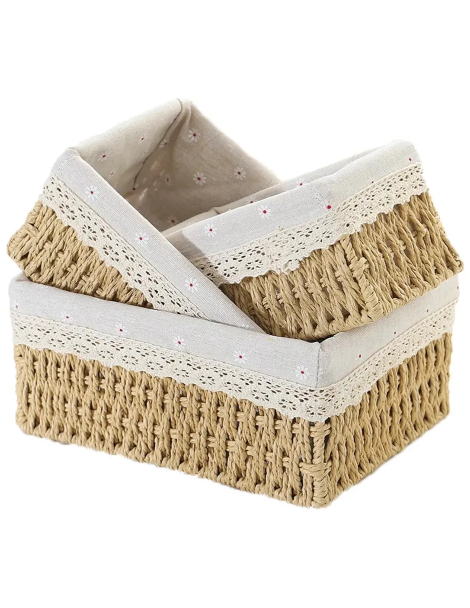 Set canasta de mimbre