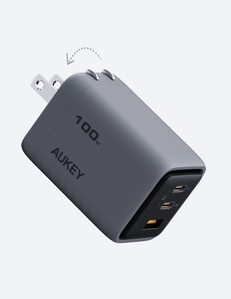 Cargador pared Aukey USB + USB tipo A + USB tipo C 100 W