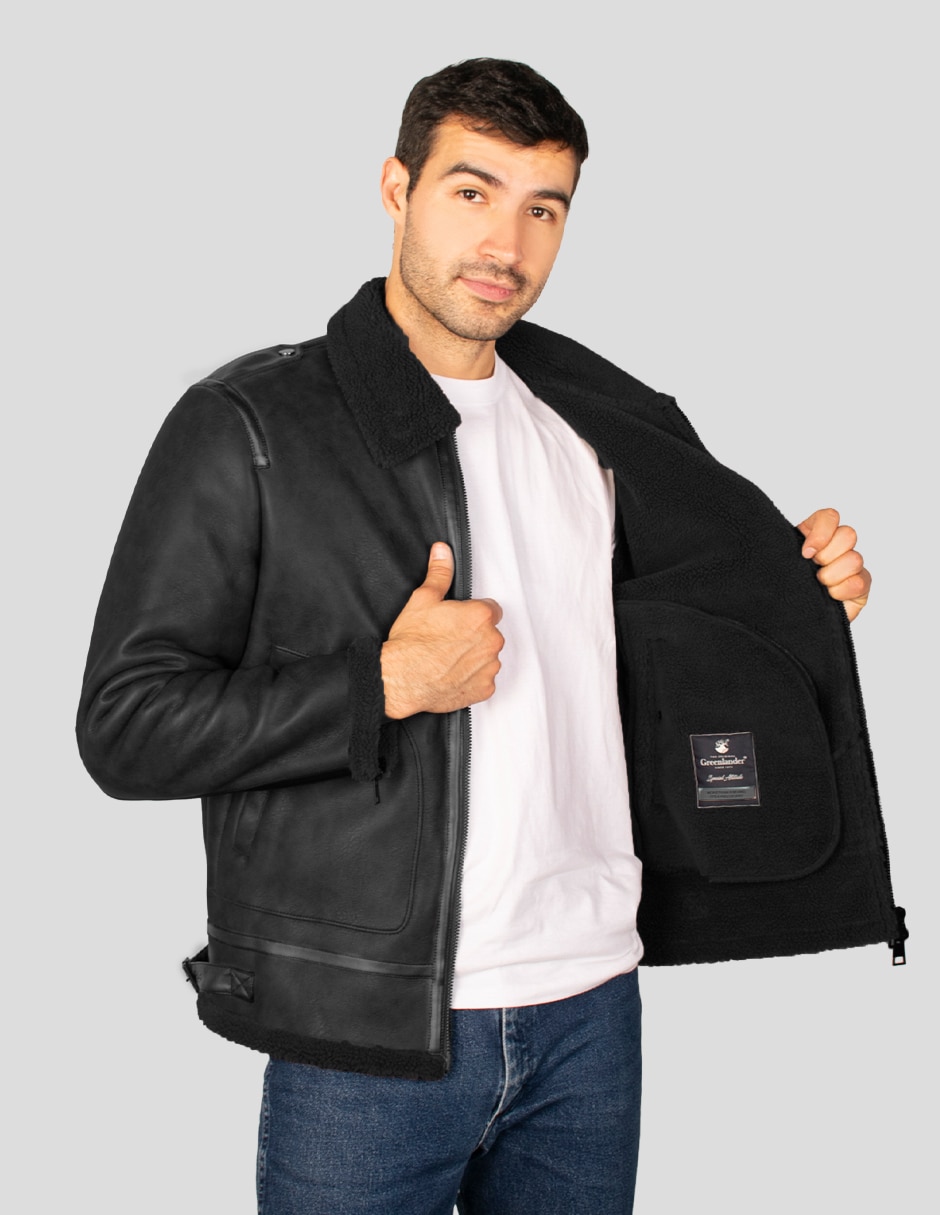 Chamarra para motociclista cuello a contraste para hombre 5