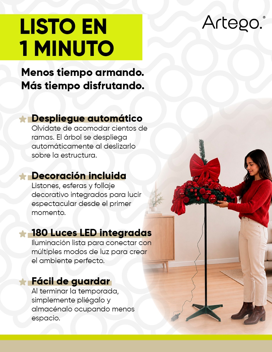 Árbol de navidad plegable Pop-Up Tree de PVC con 180 luces 5