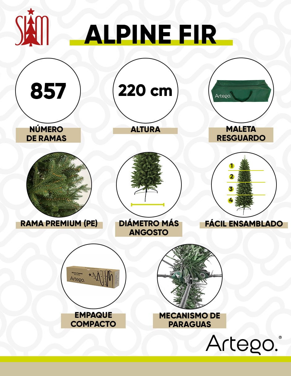 Árbol de navidad alpine fir slim de plástico 5
