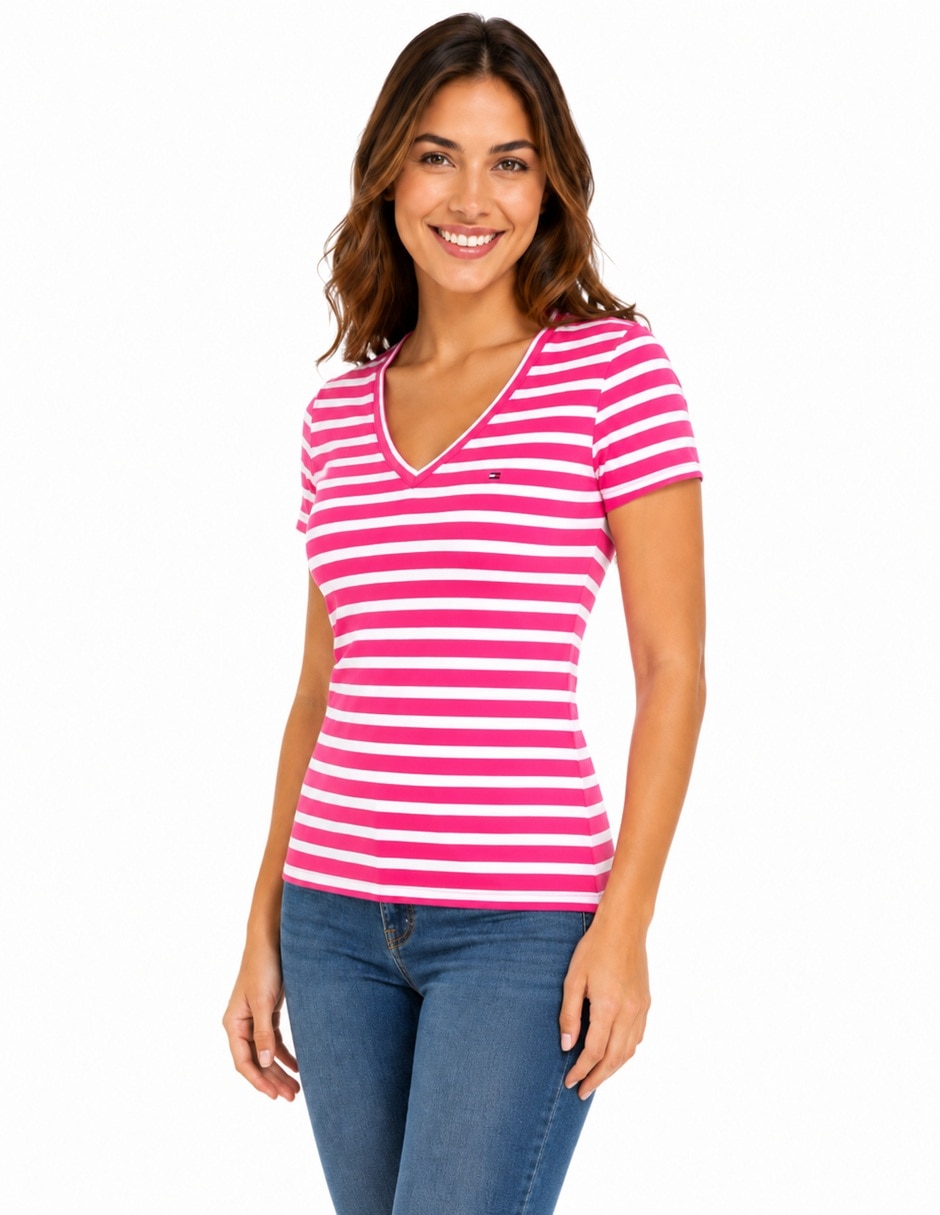 Playera manga corta cuello v para mujer 5