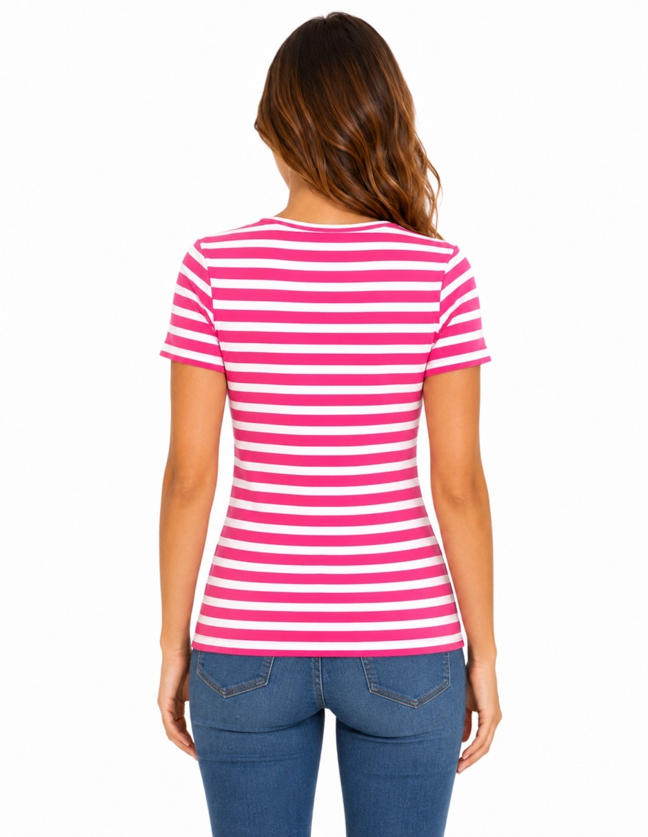 Playera manga corta cuello v para mujer