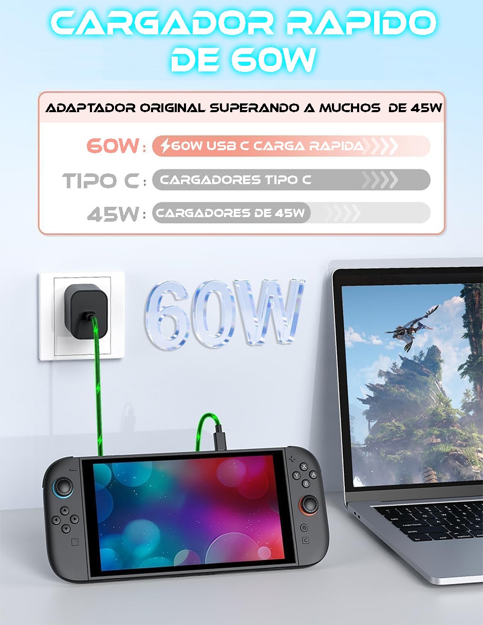 Cargador pared USB tipo C 60 W 5