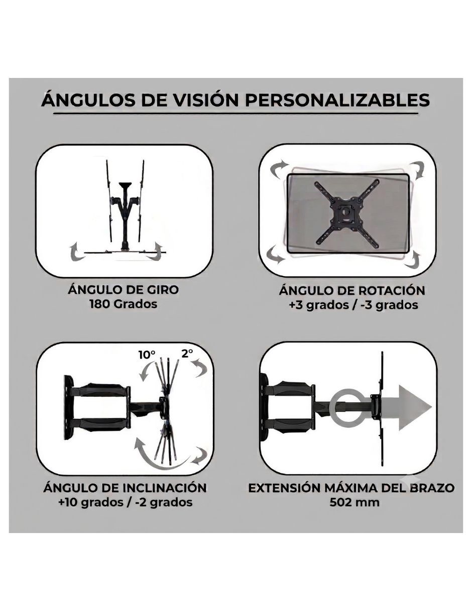 Soporte de pared para pantalla articulado 32 - 65 pulgadas 4