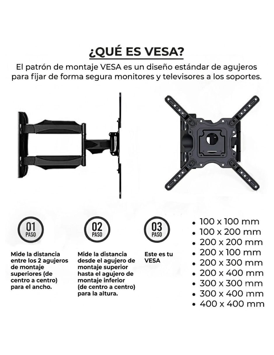 Soporte de pared para pantalla articulado 32 - 65 pulgadas 2