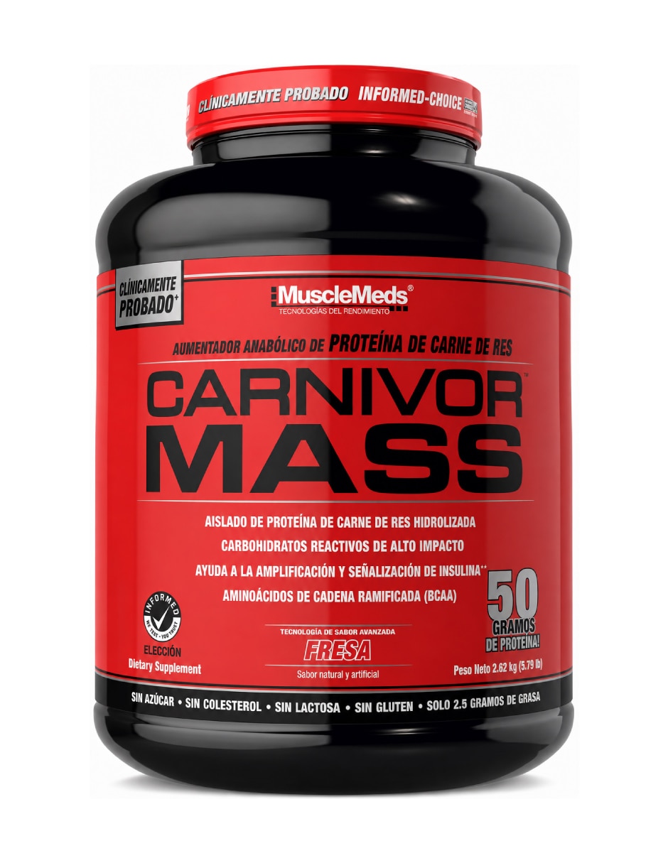 Ganador Carnivor Mass con proteína sabor fresa de 2.6 Kg Ganador Carnivor Mass con proteína sabor fresa de 2.6 Kg