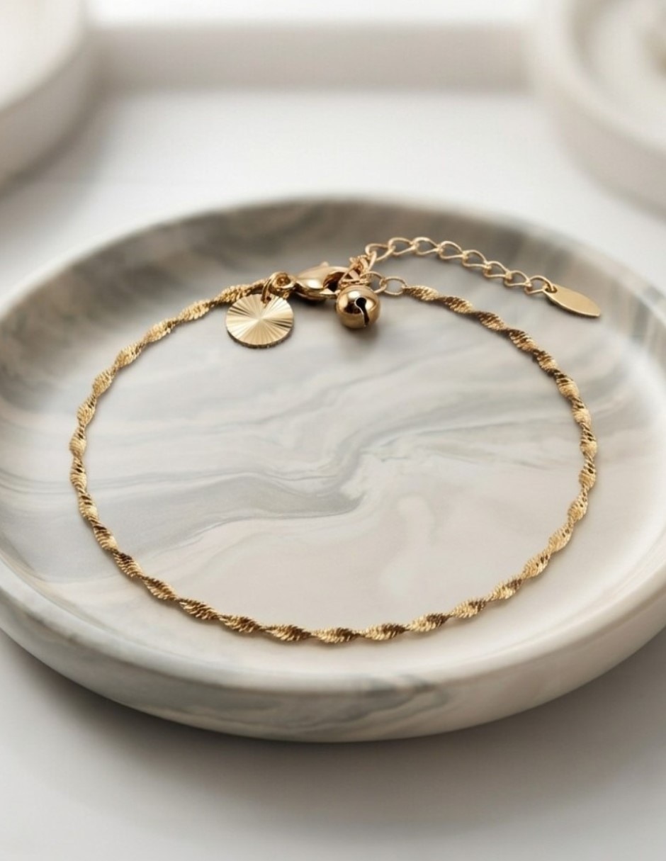Pulsera de Oro laminado con Sin gema 14 K Joyería Juvenil acabado 2