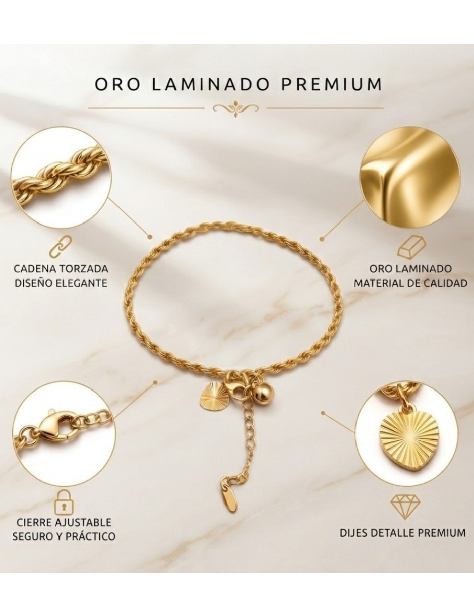 Pulsera de Oro laminado con Sin gema 14 K Joyería Juvenil acabado 5