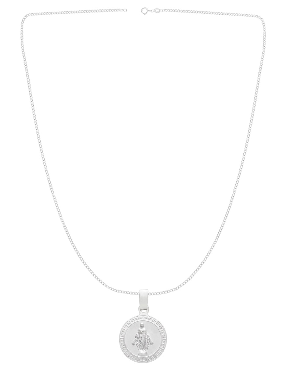 Collar con dije de cadena religioso de plata