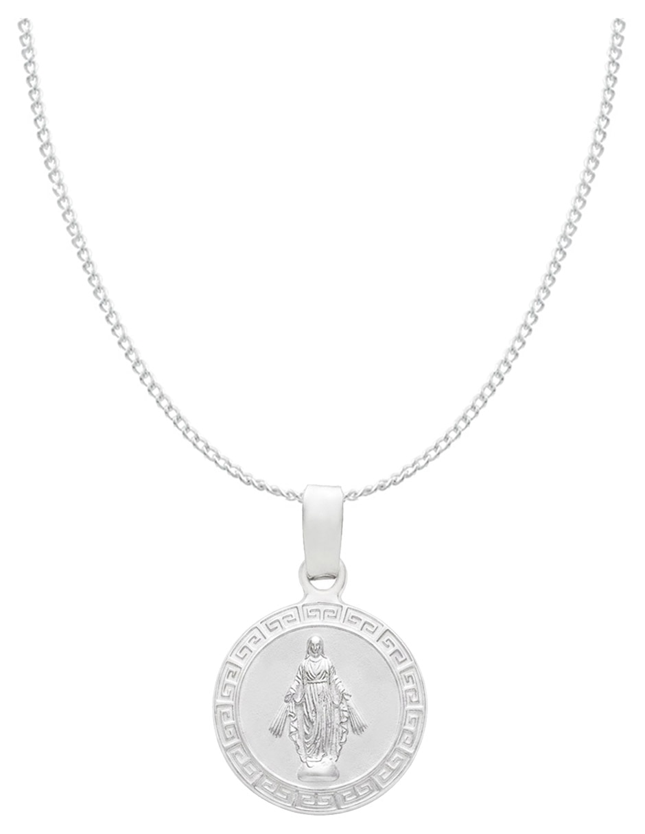 Collar con dije de cadena religioso de plata 5