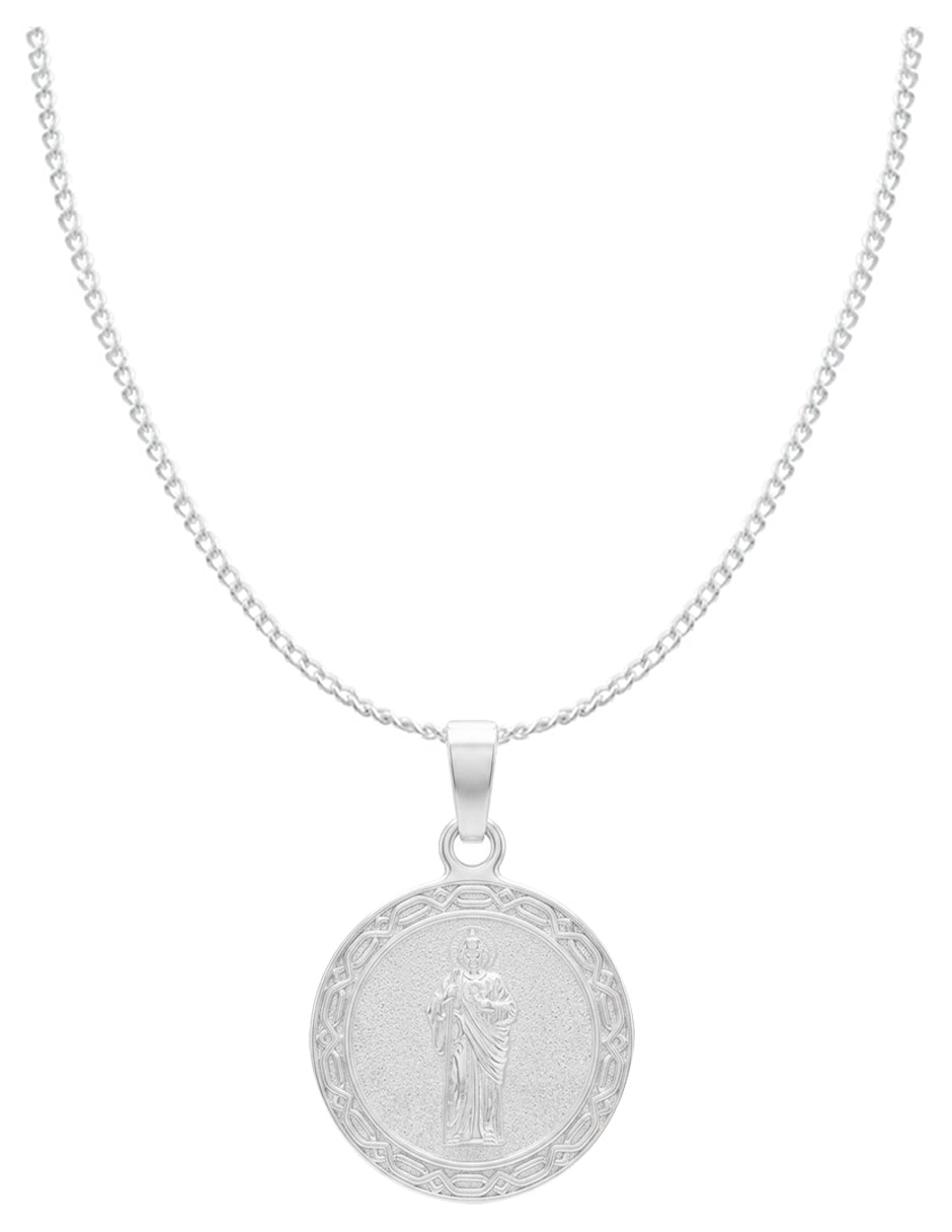 Collar con dije de cadena religioso de plata 5