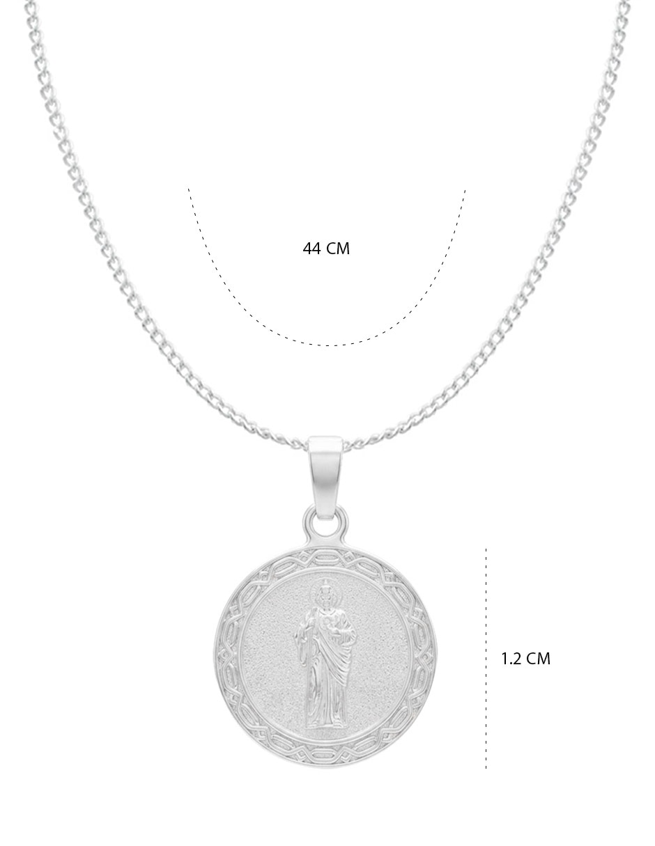 Collar con dije de cadena religioso de plata 6