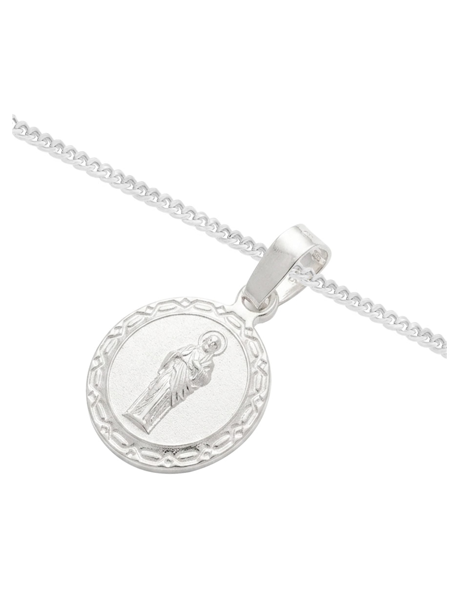 Collar con dije de cadena religioso de plata