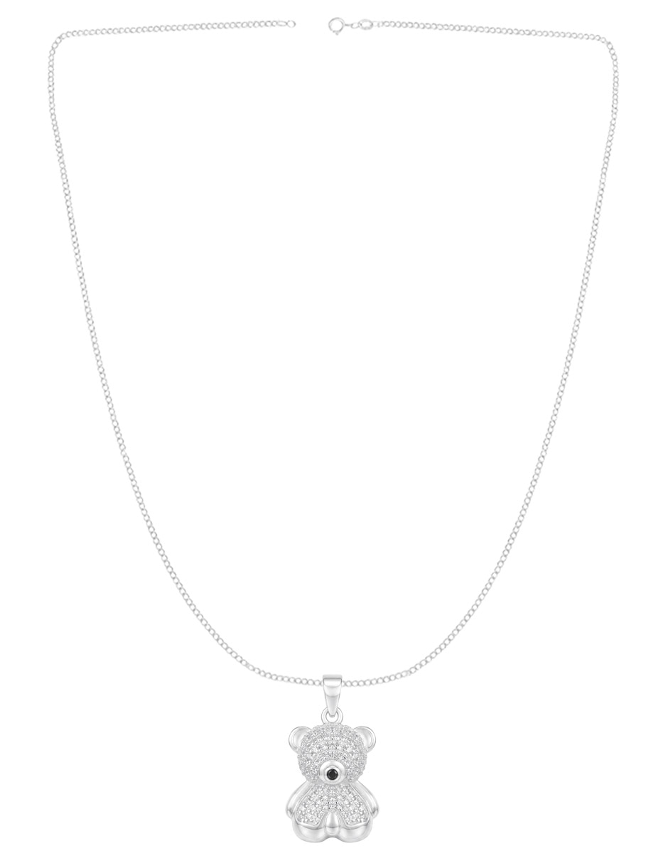 Collar con dije de cadena oso de plata