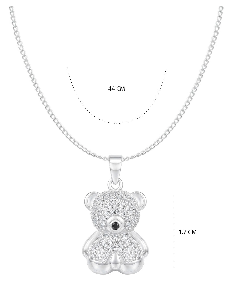 Collar con dije de cadena oso de plata 6