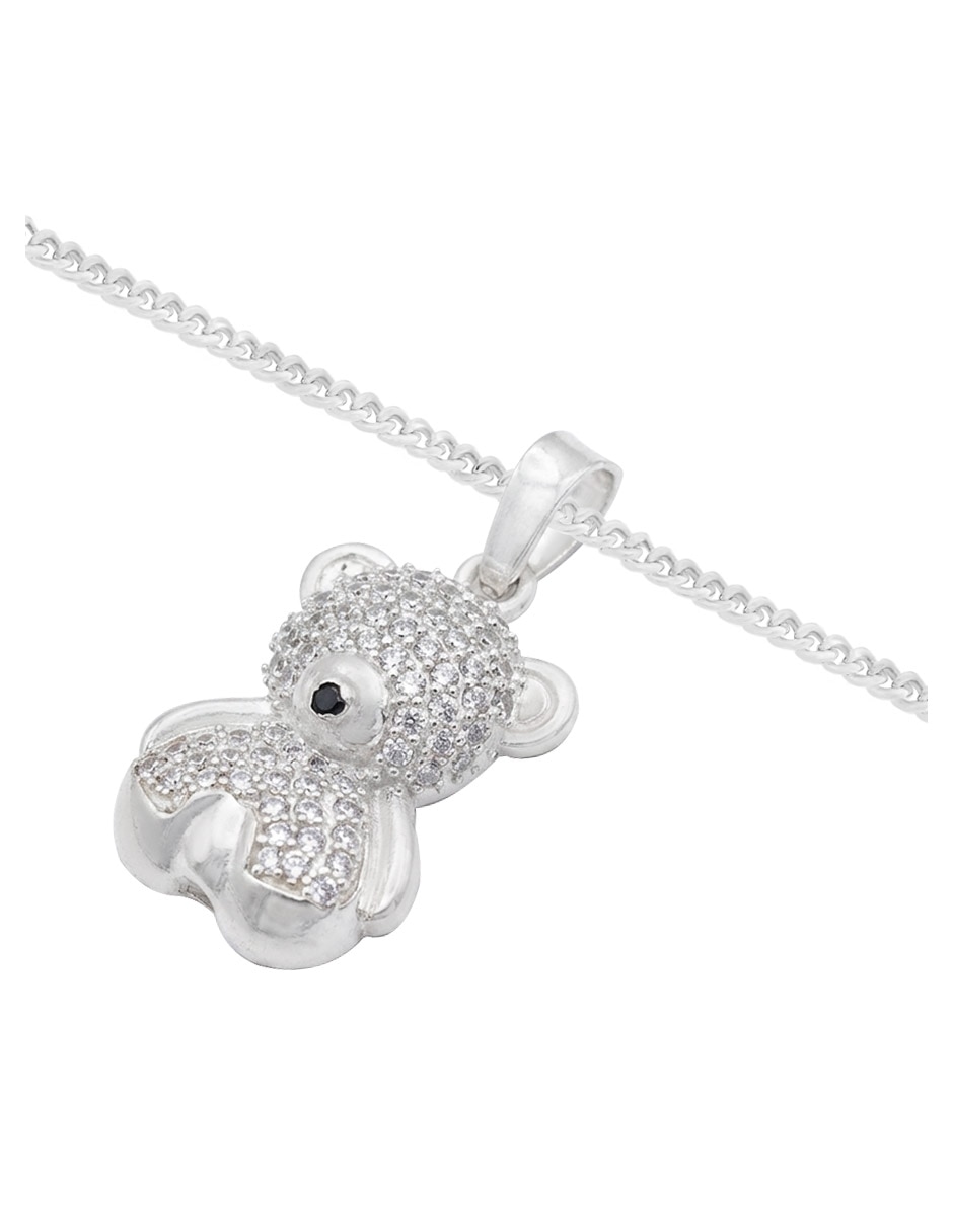 Collar con dije de cadena oso de plata
