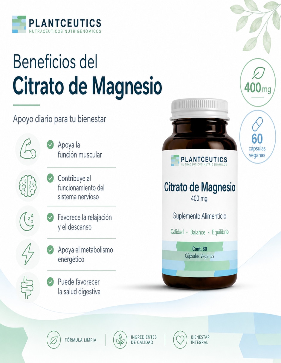 Citrato de Magnesio Alta Pureza con Citrato de Magnesio de 60 cápsulas 3