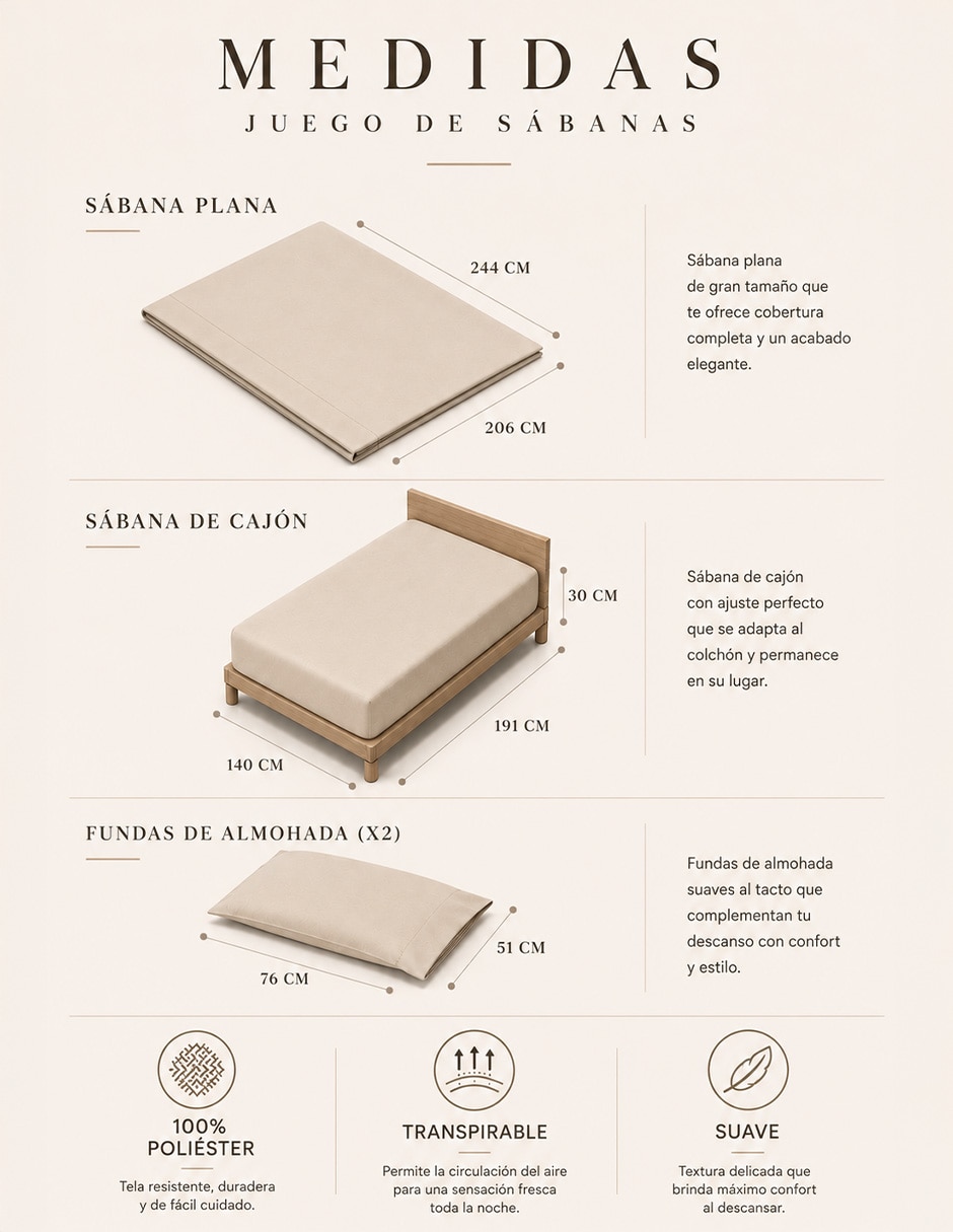 Juego de sábanas de poliéster 180 g 6