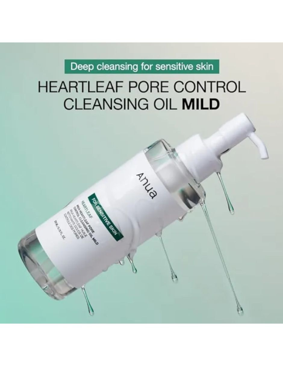 Facial heartleaf pore control cleansing oil mild anua familia para hidratar