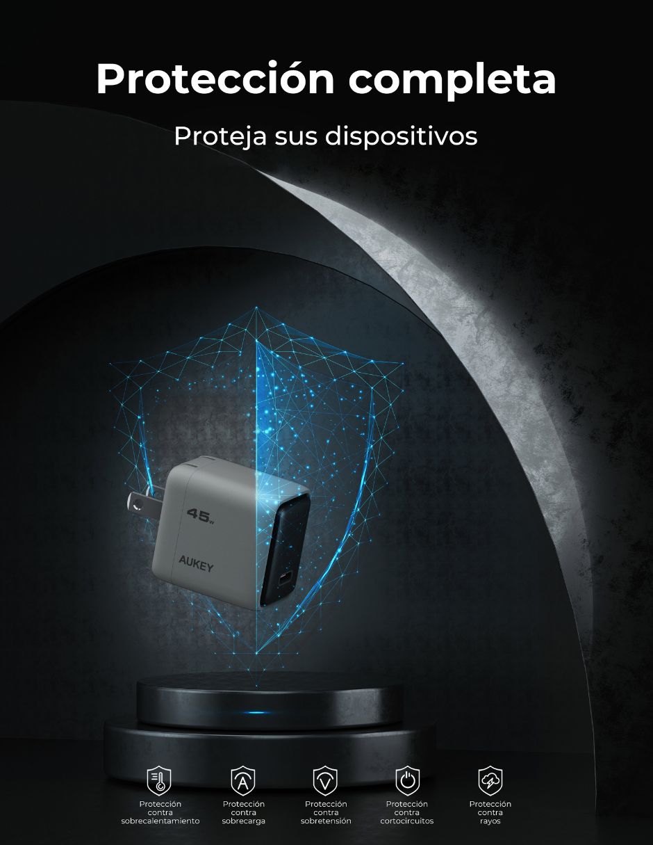 Cargador pared AUKEY PA-C2-G USB 45 W