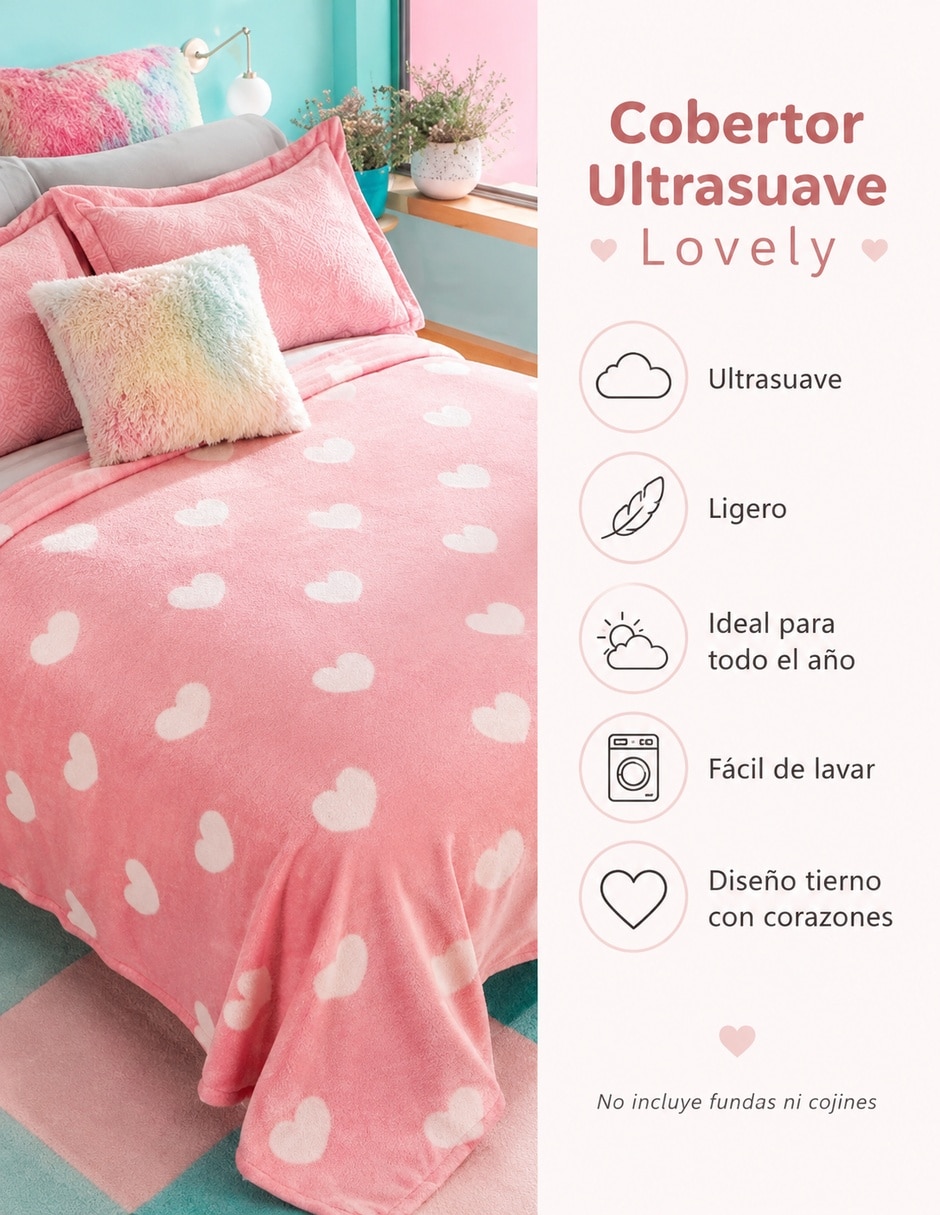 Cobertor estampado Corazones 2