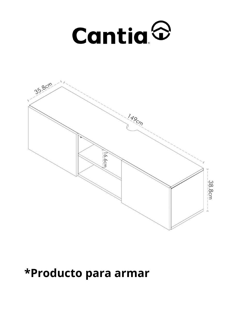 Mueble flotante para TV armable Malta de MDF 7