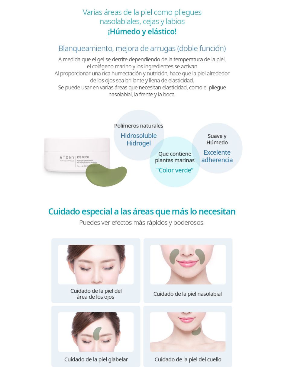 Parches para rostro parches coreanos antiarrugas hidrogel de colágeno atomy 5