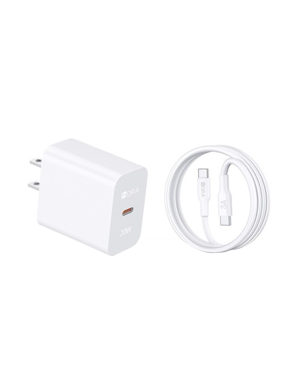 Cargador pared Lightning + USB tipo C 20 W Cargador pared Lightning + USB tipo C 20 W