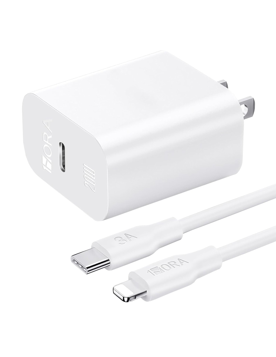 Cargador pared Lightning + USB tipo C 20 W 4
