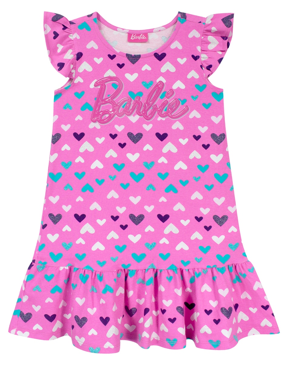 Vestido barbie manga volantes para niña