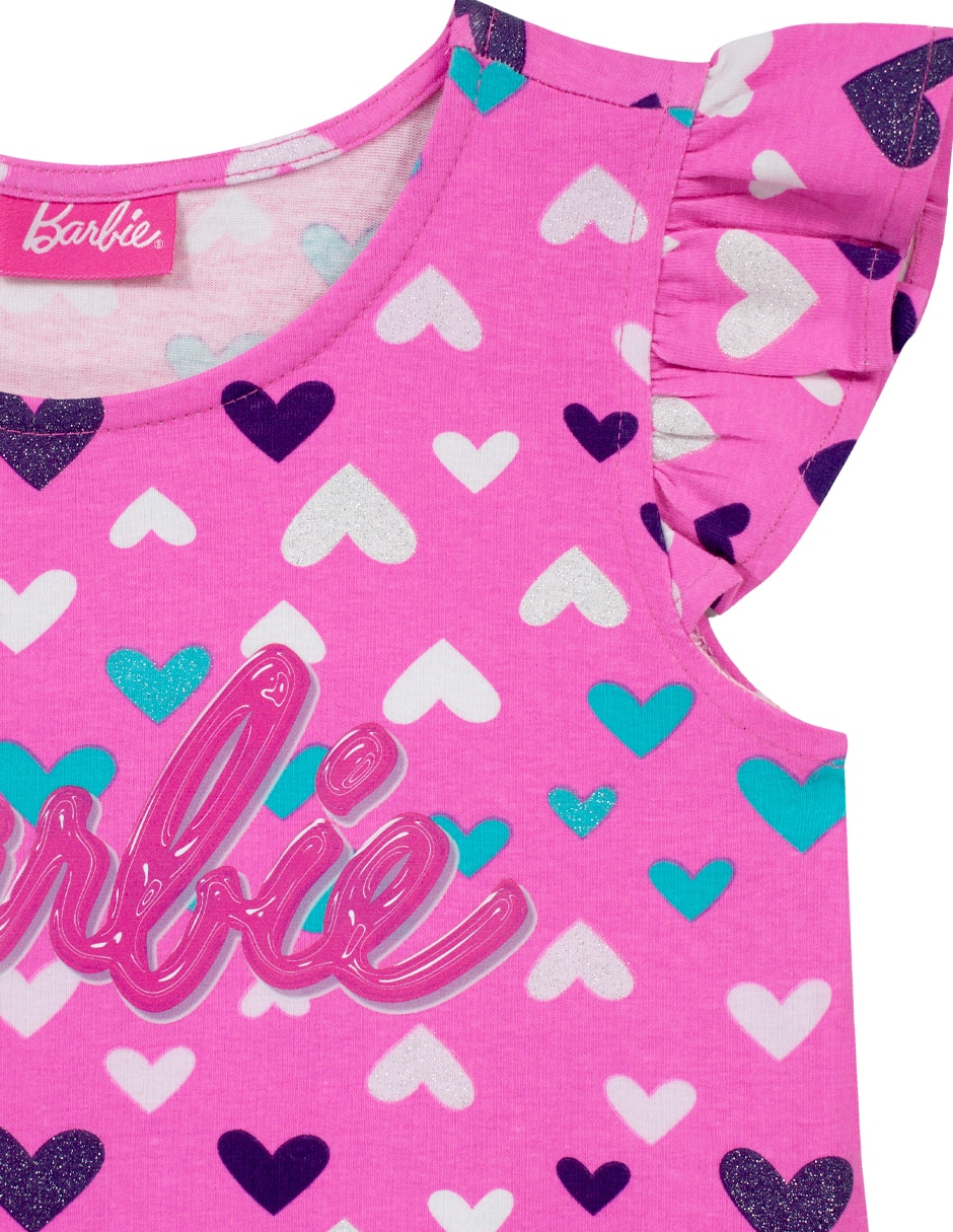 Vestido barbie manga volantes para niña