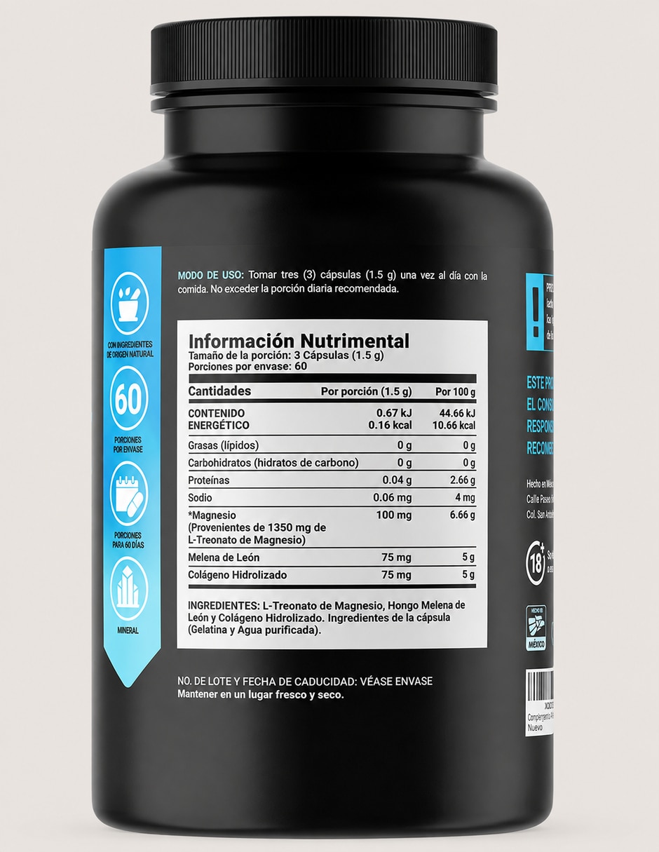 Threonate mag Vitamina B LIFE Cápsulas para (si aplica) Unisex 2