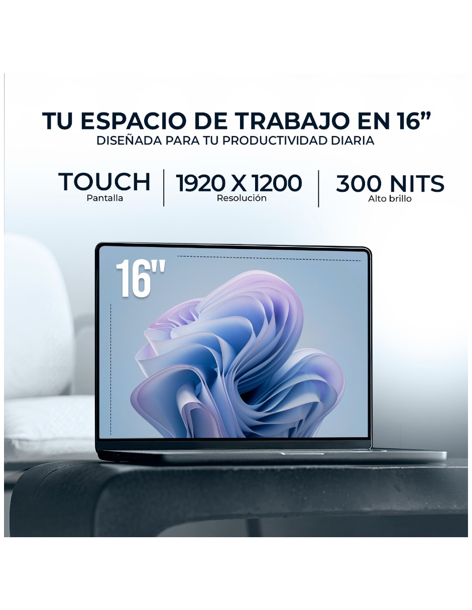 Laptop touch DC16255 16 pulgadas Full HD+ AMD Ryzen 7 Integradas 16 GB RAM 512 GB