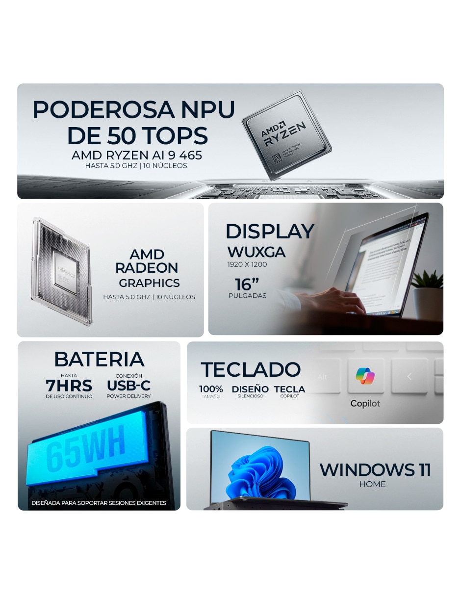 Laptop touch NX.JY5AA.001 16 pulgadas WUXGA AMD Ryzen AI 9 Integradas 32 GB RAM 1 TB 5
