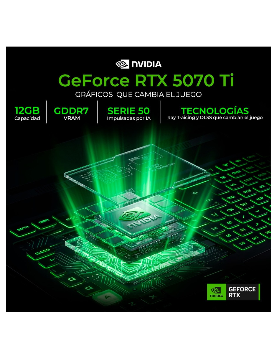 Laptop gamer No VECTOR16HXA2275 16 pulgadas Full HD+ Intel core ultra 7 NVIDIA GeForce RTX 5070 Ti 16 GB RAM No aplica 1 TB 8