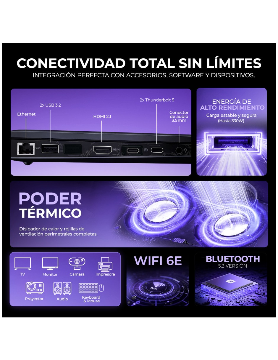 Laptop gamer No VECTOR16HXA2275 16 pulgadas Full HD+ Intel core ultra 7 NVIDIA GeForce RTX 5070 Ti 16 GB RAM No aplica 1 TB 2