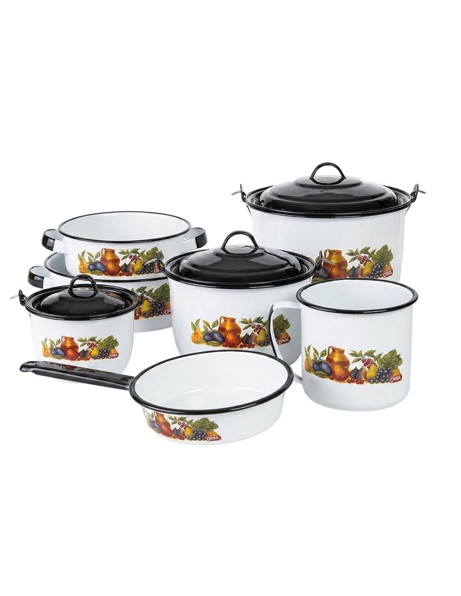 Batería de cocina Clásica Frutal de acero vitrificado 10 piezas Batería de cocina Clásica Frutal de acero vitrificado 10 piezas