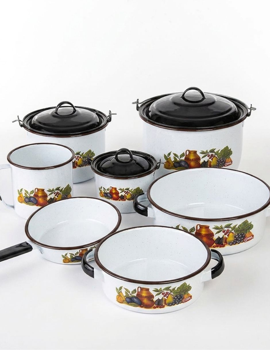 Batería de cocina Clásica Frutal de acero vitrificado 10 piezas 2