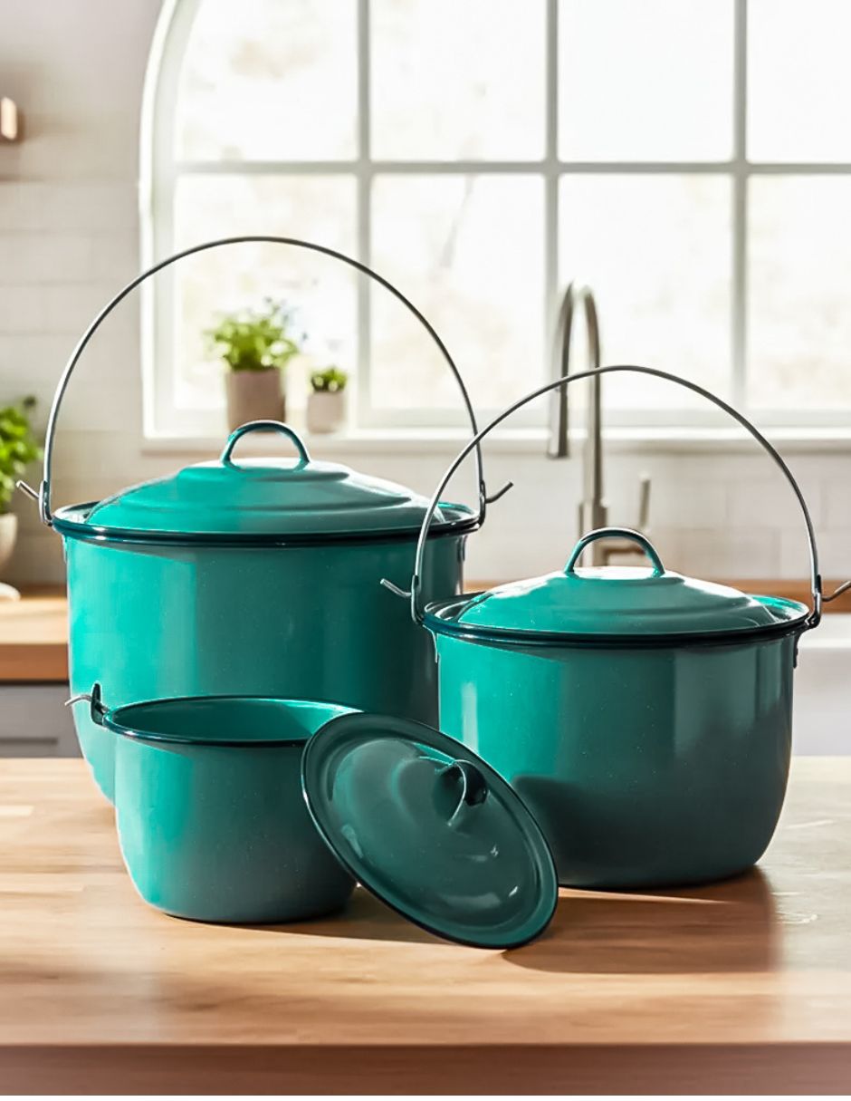 Batería de cocina Bateria Folklore de acero vitrificado 10 piezas 2