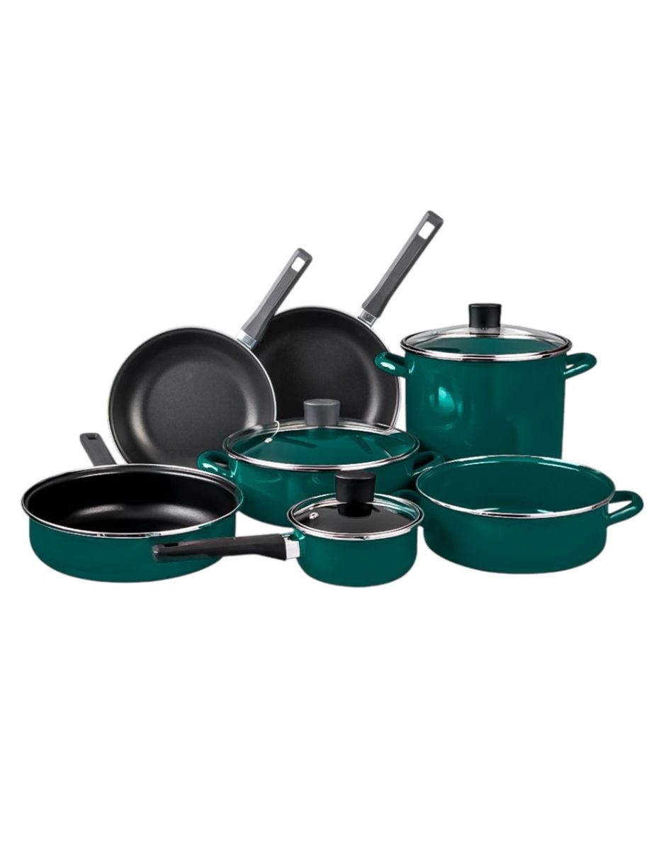 Batería de cocina de acero vitrificado 11 piezas