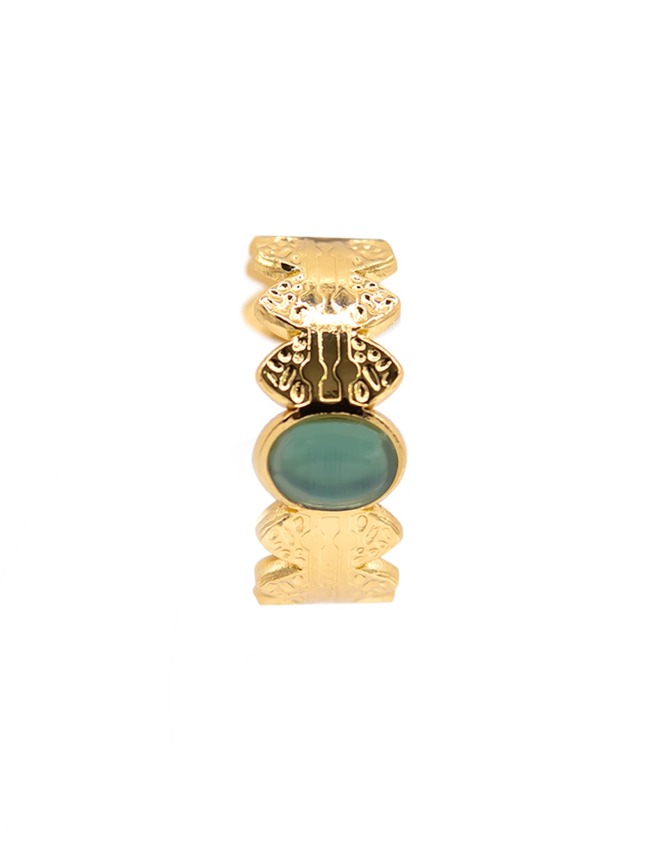 Anillo circular zirconia chapa de oro