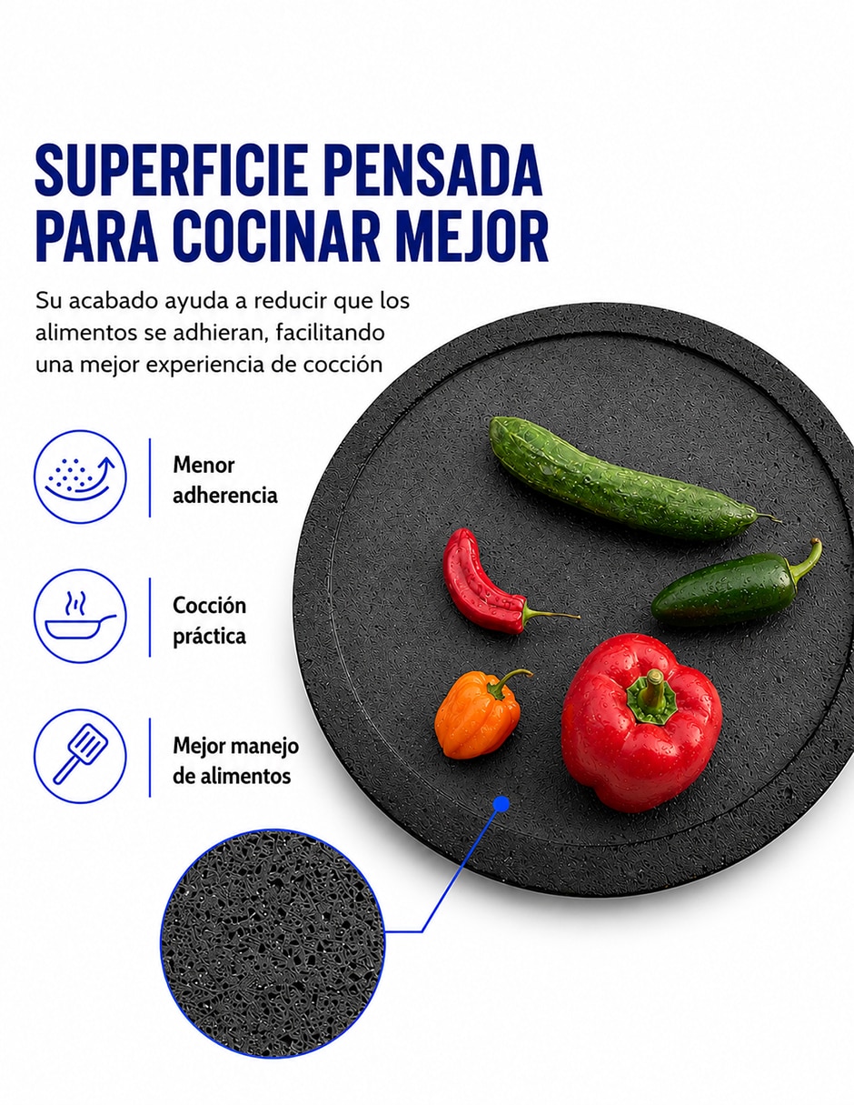 Comal de piedra volcánica
