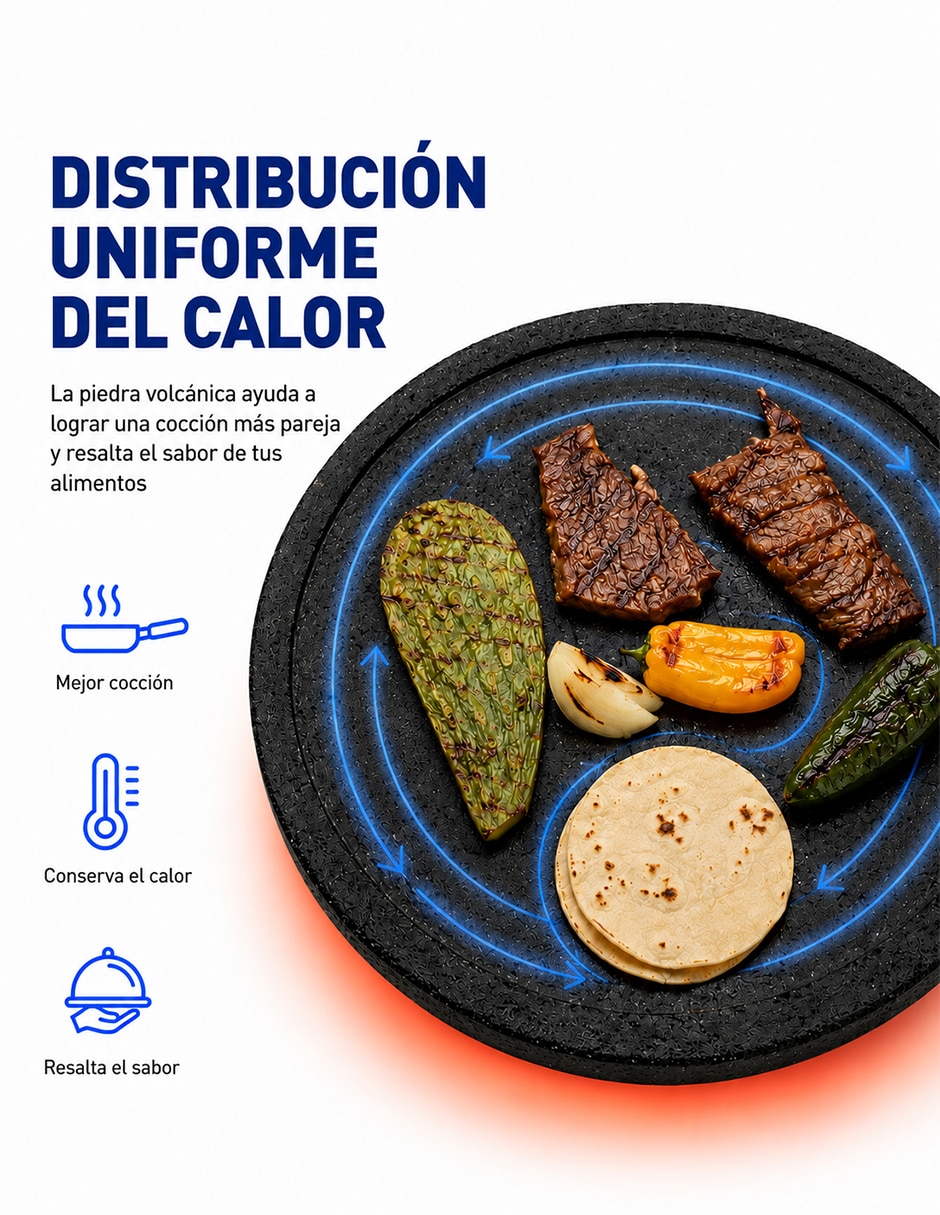 Comal de piedra volcánica