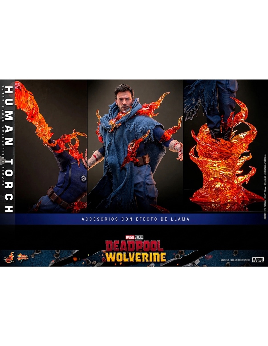 Figura de colección Sí Deadpool & Wolverine de Marvel Studios Antorcha Humana Collectors Con luz 7